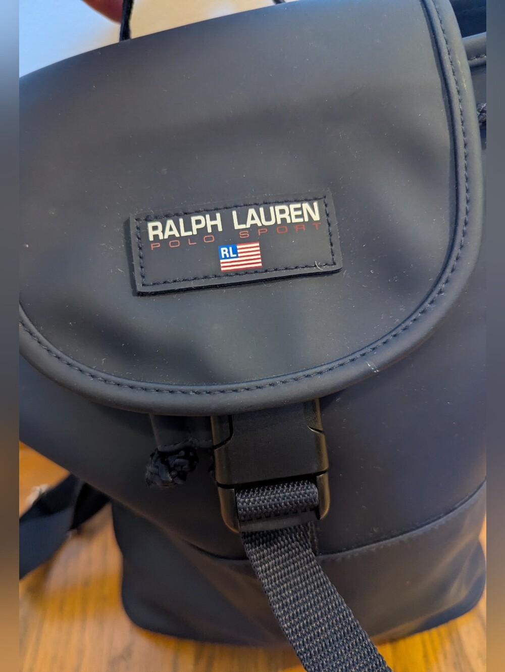 Ralph Lauren Polo Sport 90s Vintage Navy Blue Nylon Bucket Bag Backpack - Picture 2 of 10
